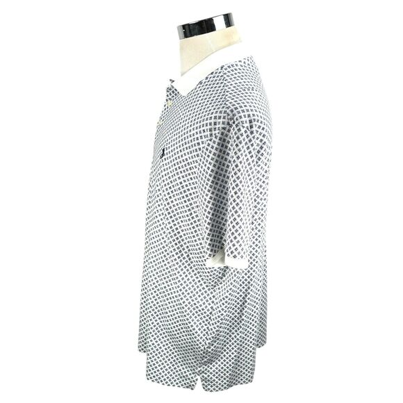 Polo Ralph Lauren Polo Shirt Men’s 2XL XXL White Blue Interlock Floral Geometric - Picture 4 of 10